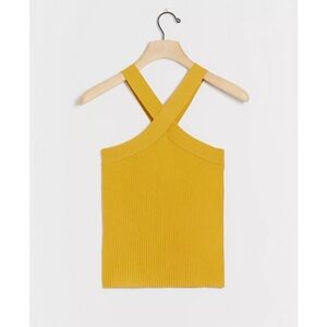 Anthropologie x John + Jenn Danette Yellow Ribbed Halter Knit Top Size XL NWT
